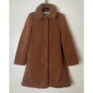 J CREW COAT TEDDY SHERPA CHOCOLATE BROWN LONG LONGLINE ESPRESSO MARTINI WINTER
